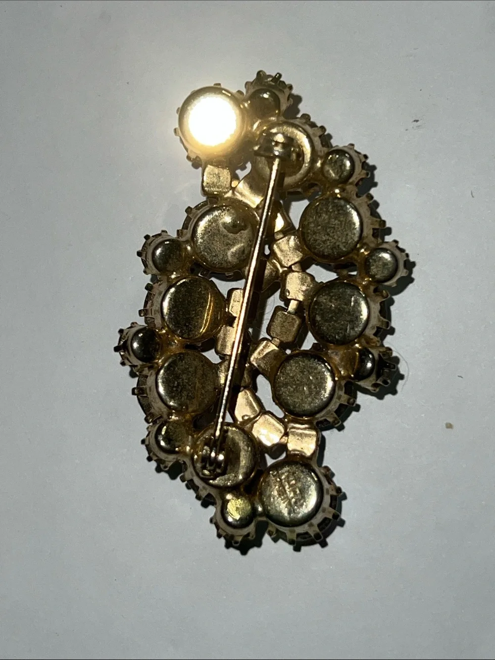 Vintage Karu Arke AB Rhinestone Crystal Gold Tone Statement Brooch